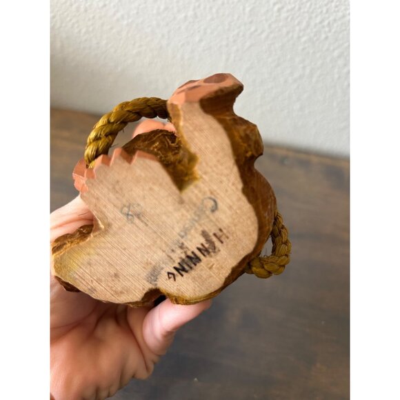 Vintage Hand Carved Henning Norway Wood Gnome Troll Holding Tail 5" - Picture 6 of 7